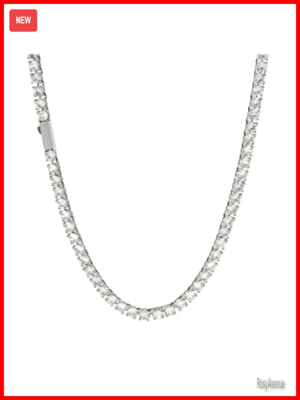 316L Stainless Steel Tennis Chain Necklace 5A CZ Waterproof